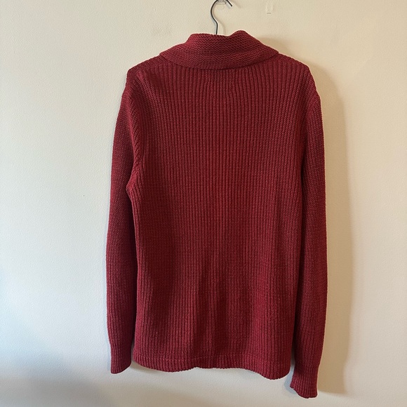 RRL Ralph Lauren 1930's Inspired Cotton Linen Silk Shawl Collar Cardigan M Red - Picture 2 of 8